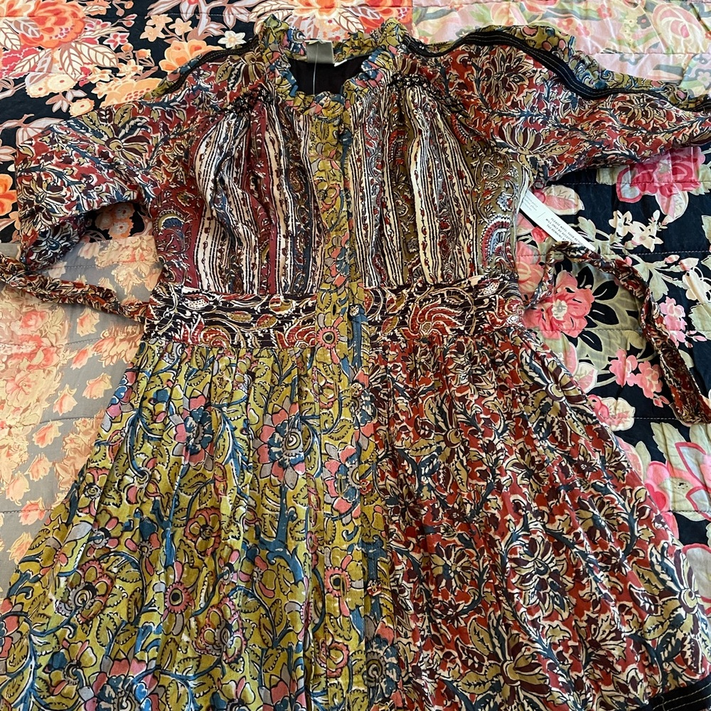 NWT Anthropologie Kamila block print Midi Dress
